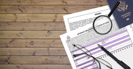 Paperwork signifying changing a name