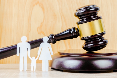 family cutout and gavel